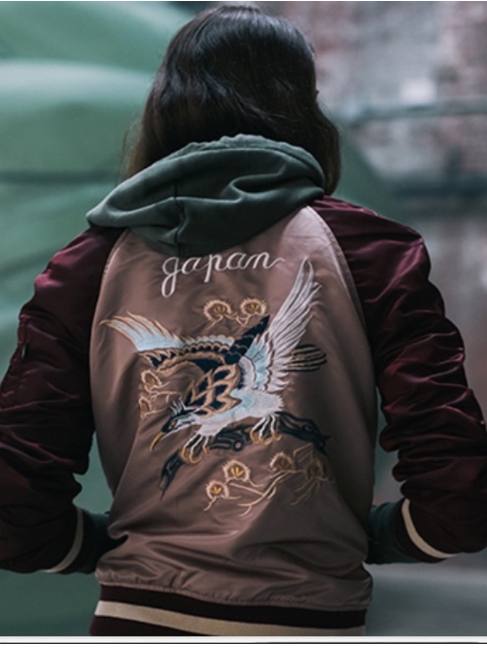Alpha Industries MA-1 Souvenir Reversible Bomber Flight Eagle Japan Burgundy L